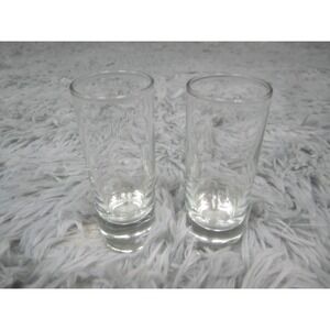 Unmarked Clear Glass Shot Glasses Set Of 2 Tall Straight Sided Barware Glassware
